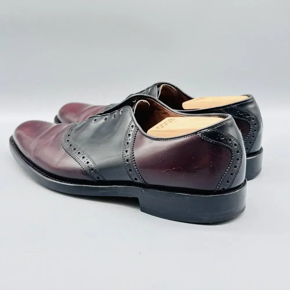 Allen Edmonds Shoes Mens 11 Brown Black Leather Oxford Polo Dress Two Tone